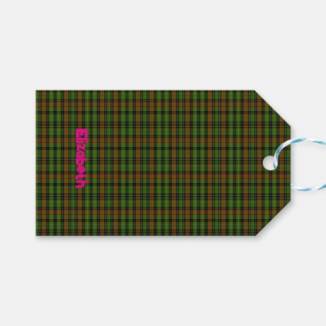Modern svart skotsk Tartan Plaid Klassisk blå  Presentetikett (Framsidan (Horisontell))