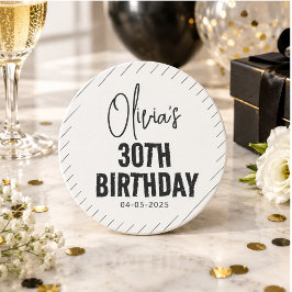 Modern svart skrift 30-års födelsedag Chic & Minim Underlägg