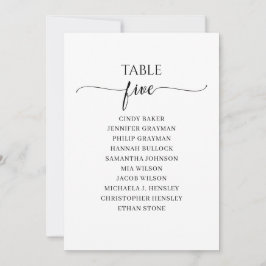 Modern svart skript Bordsnummer 5 - sittdiagram