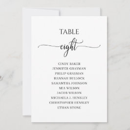 Modern svart skript, Bordsnummer 8, sittdiagram