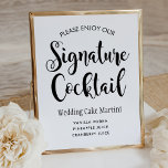 Modern svart skript Bröllop Namnteckning dryck Poster<br><div class="desc">Rustic chic bröllop "Namnteckning Cocktail"-skylt har ett modernt svartvitt-färg-schema med fet och lekfull handskriven skripttypografi och dekorerade designer för rulla av blommigt. Anpassa elegantens anpassningsbar med det namnteckning bröllop-drinkcocktailreceptet för din avslappnad bröllopsdag.</div>