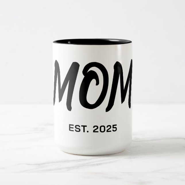 Modern svart skript Established Mom T-Shirt Två-Tonad Mugg (Center)