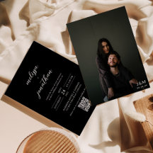 Modern svart skript - fotomonogram QR-kod Bröllop