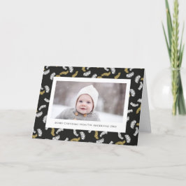 Modern svart skript Guld Gräs Mistletoe jul Helgkort