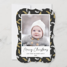 Modern svart skript Guld Gräs Mistletoe jul