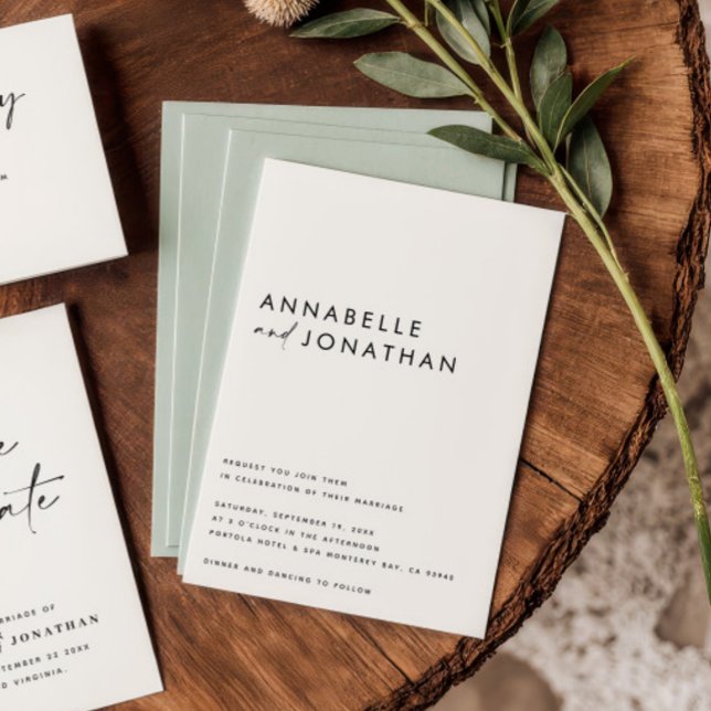 Modern svart skript - minimal contemporary som spara datumet (Skapare uppladdad)