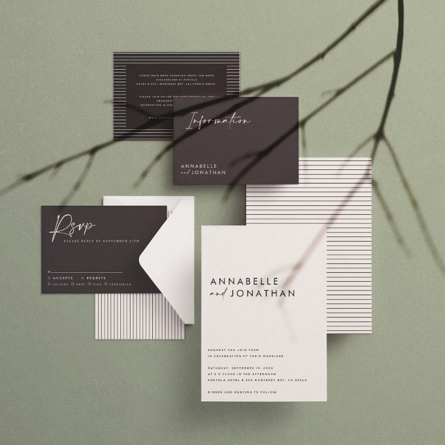 Modern svart skript - minimal contemporary som spara datumet (Skapare uppladdad)