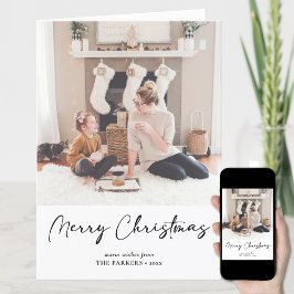 Modern svart skript på Beige-minimalistiskt foto Helgkort