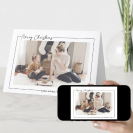 Modern svart skript på Beige-minimalistiskt foto Helgkort