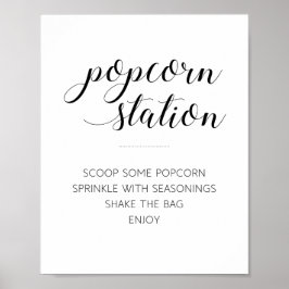 Modern svart skript Popcorn Station Bröllop Poster