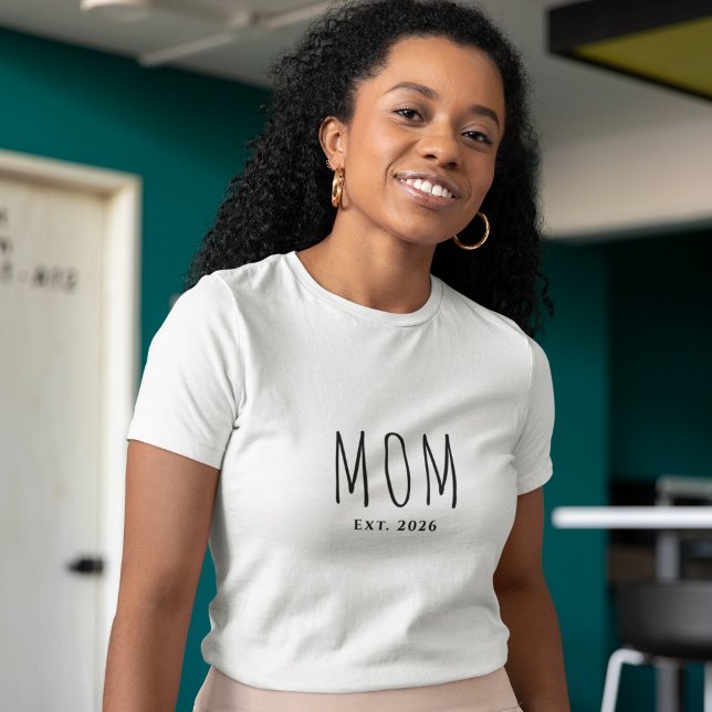 Modern svart skript - skapad ny mamma t shirt (Modern Black Script Established New Mom T-Shirt)