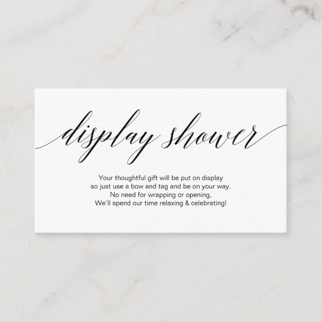 Modern svart skript, Visning Shower Tilläggskort (Framsida)