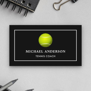 Modern Svart Sport Professionell Tennis Tränare Visitkort