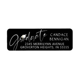 Modern svart svart kap i Student-skript Returadress Etikett