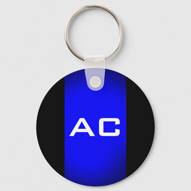 Modern svart svart monogram-slinga nyckelring (Framsida)