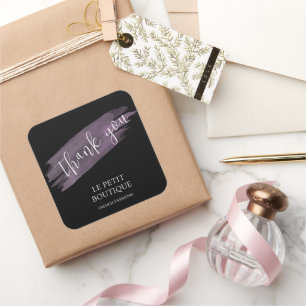 Modern Svart Tack Packaging Store Shipping Fyrkantigt Klistermärke