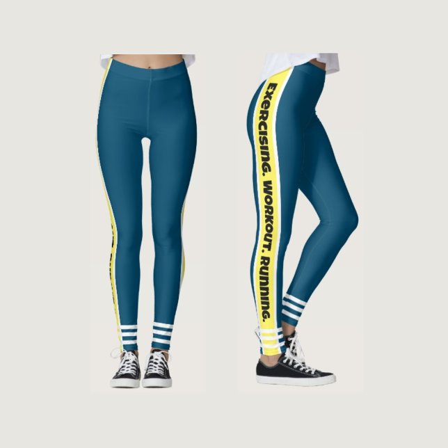 Modern svart text i marin blå text leggings (Skapare uppladdad)