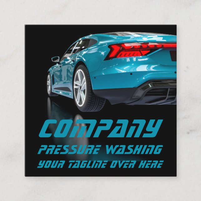 Modern svart tryck som Tvättar Tvätta i mobilbil Fyrkantigt Visitkort (Framsida)