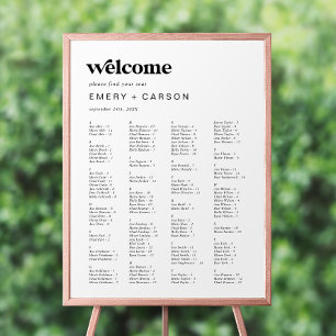 Modern svart typografi - alfabetiskt sittningssche poster