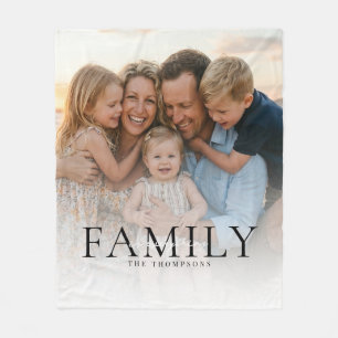 Modern Svart Typografi Elegant Familj Fleecefilt