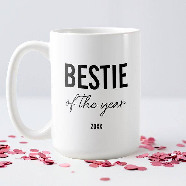 Modern Svart Typografi Enkel Anpassad Bästa vän Kaffemugg (Modern Black Typography Simple Personalized Bestie Coffee Mug)