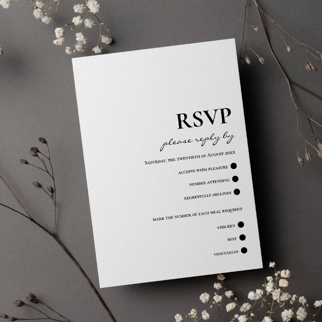 Modern svart typografi enkel elegant bröllop OSA kort (Modern black typography simple elegant wedding RSVP)