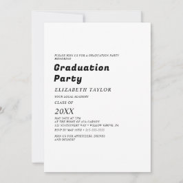 Modern svart typografi examensfest inbjudan
