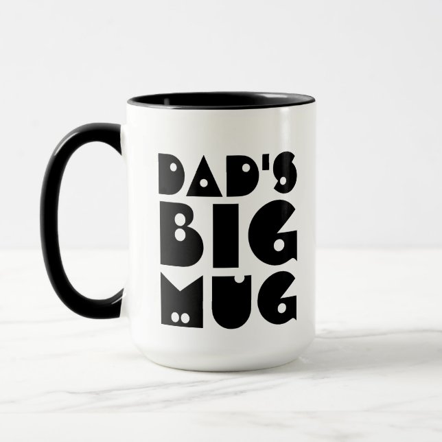 Modern svart typografi faderns födelsedag stor mugg (Vänster)