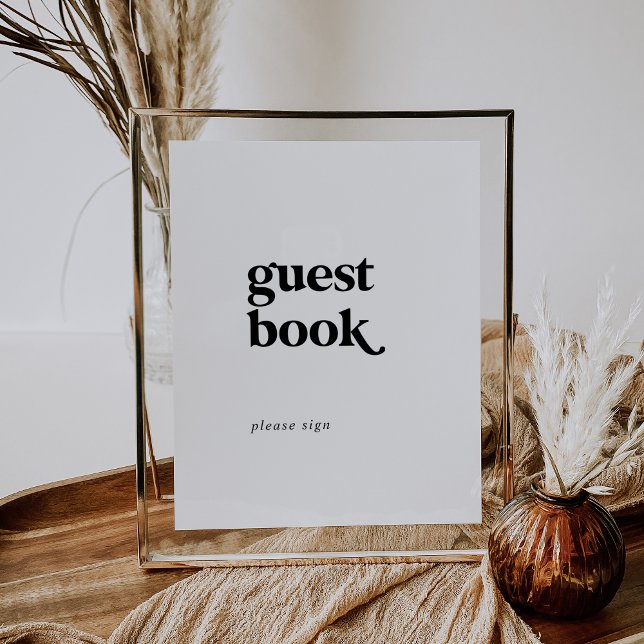 Modern svart typografi gästboksskrivelse poster (Skapare uppladdad)