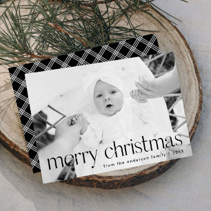 Modern svart typografi God Jul Foto Julkort