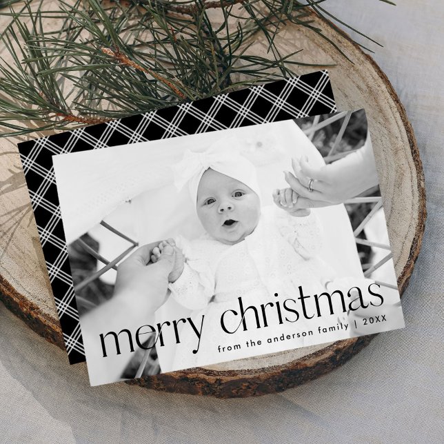 Modern svart typografi God Jul Foto Julkort (Skapare uppladdad)