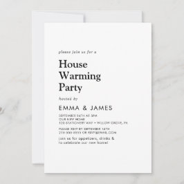 Modern svart typografi husvärmningsfest inbjudningar