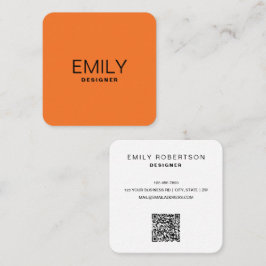 Modern svart typografi | ORANGE Fyrkantigt Visitkort