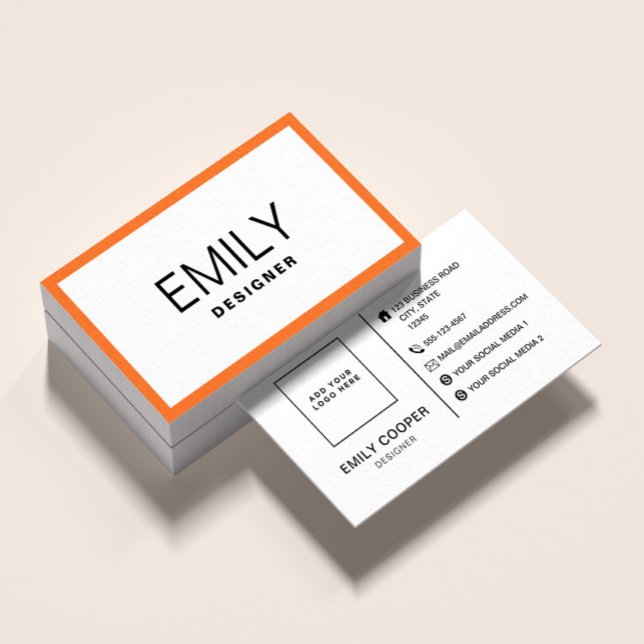 Modern svart typografi | Orange Gräns Visitkort (Skapare uppladdad)