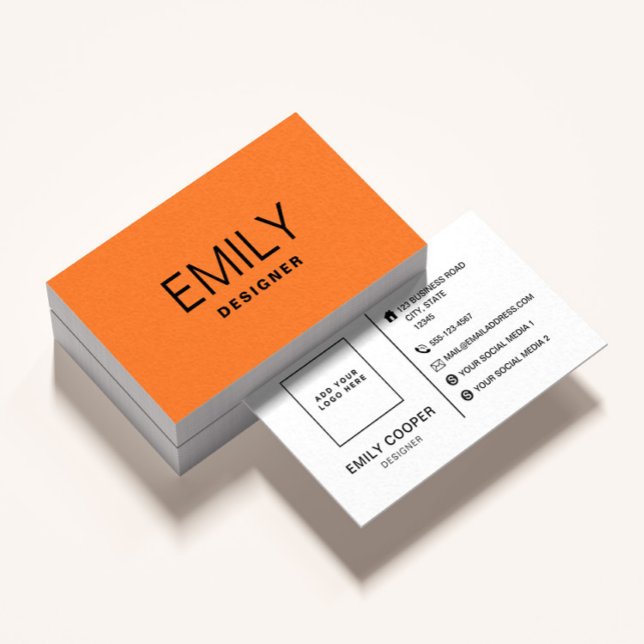 Modern svart typografi | ORANGE Visitkort (Skapare uppladdad)