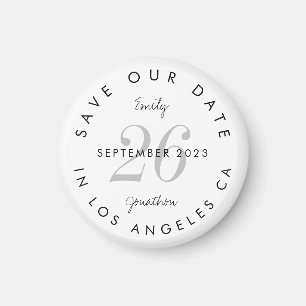 Modern svart typografi sparar datum magnet
