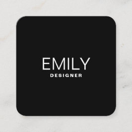Modern svart typografi | Svart Fyrkantigt Visitkort