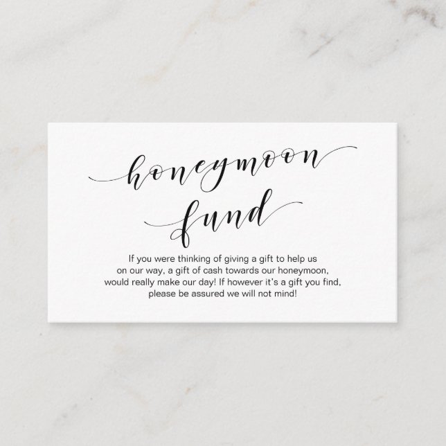 Modern svart typsnitt, Bröllop Honeymånfonden önsk Tilläggskort (Framsida)