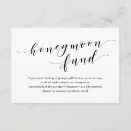 Modern svart typsnitt, Bröllop Honeymoon Fund Wish Tilläggskort