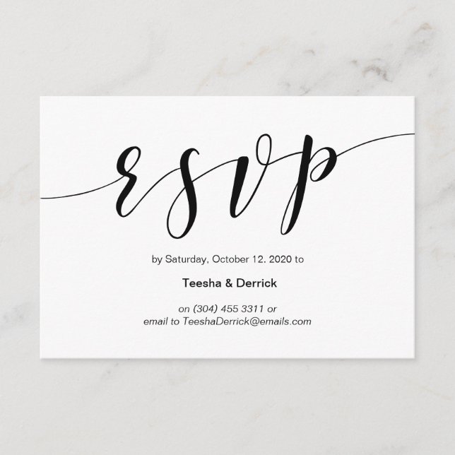 Modern svart typsnitt, Bröllop OSA Tilläggskort (Framsida)