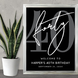 Modern svart välkomstskylt för 40-årsfest poster