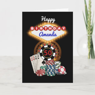 Modern svart Vegas Casino Night Theme Födelsedag Kort