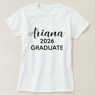 Modern Svart Vit 2026 Graduate Namn T Shirt