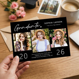 Modern svart-vit 3-foto collage-examen meddelande