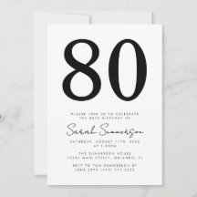 Modern svart-vit 80-årsfest