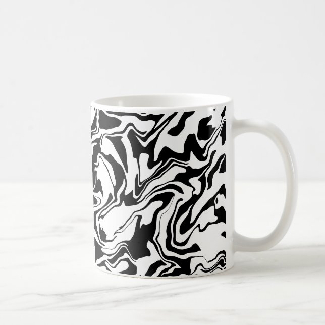 Modern svart-vit abstrakt konst  kaffemugg (Höger)