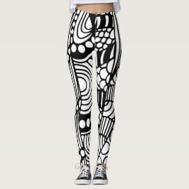 Modern svart vit abstrakt leggings