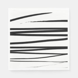 Modern svart-vit abstrakt linjekonst    pappersservett