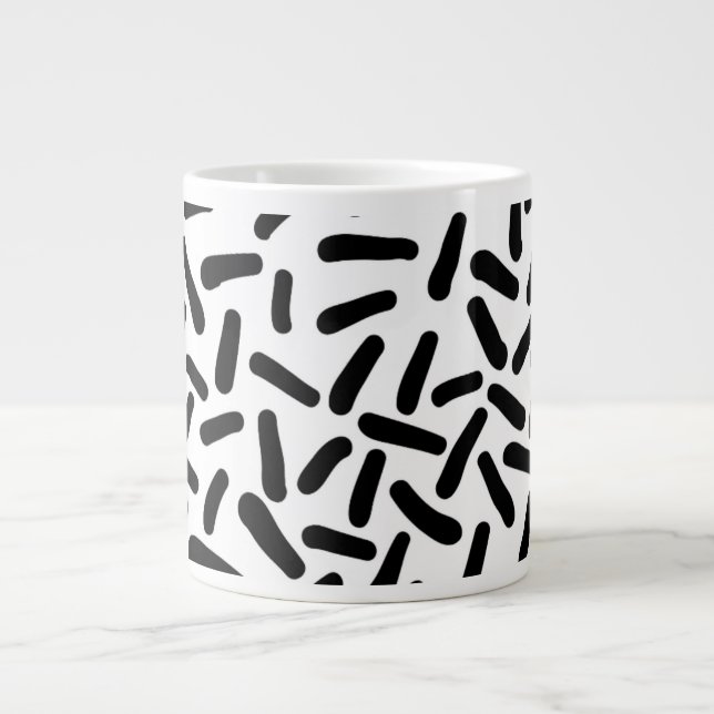 Modern svart-vit abstrakt mönster Jumbo-mugg Jumbo Mugg (Framsidan)