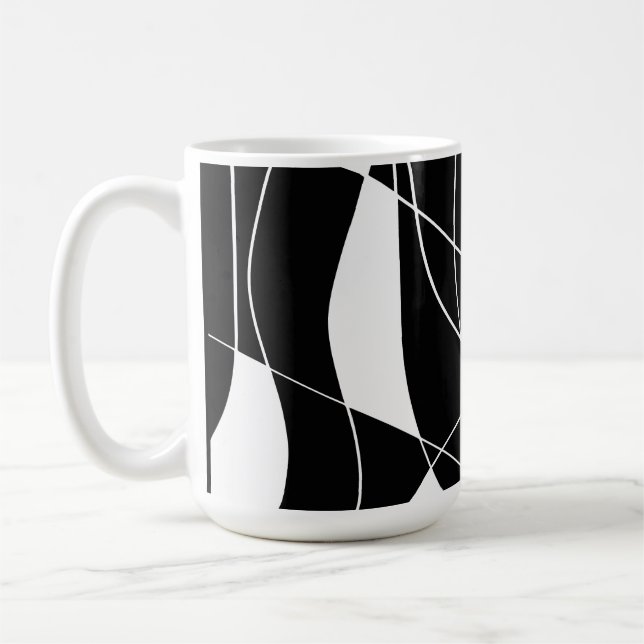 modern svart-vit abstrakt mönster kaffemugg (Vänster)